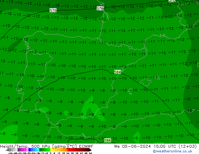 Height/Temp. 500 гПа ECMWF ср 05.06.2024 15 UTC