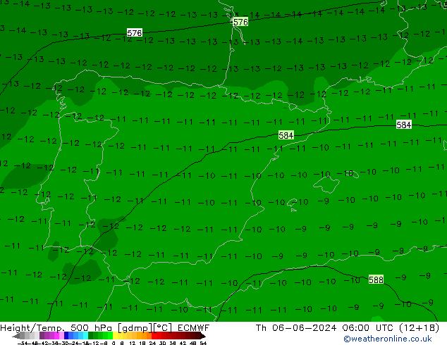 Z500/Rain (+SLP)/Z850 ECMWF Th 06.06.2024 06 UTC