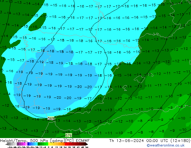 Z500/Rain (+SLP)/Z850 ECMWF Do 13.06.2024 00 UTC