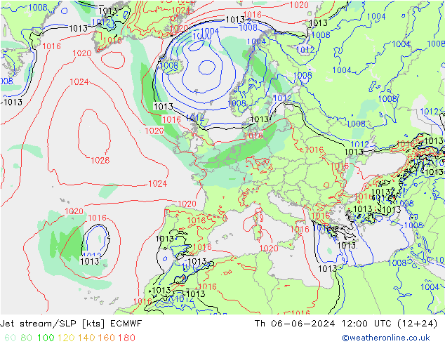 джет/приземное давление ECMWF чт 06.06.2024 12 UTC