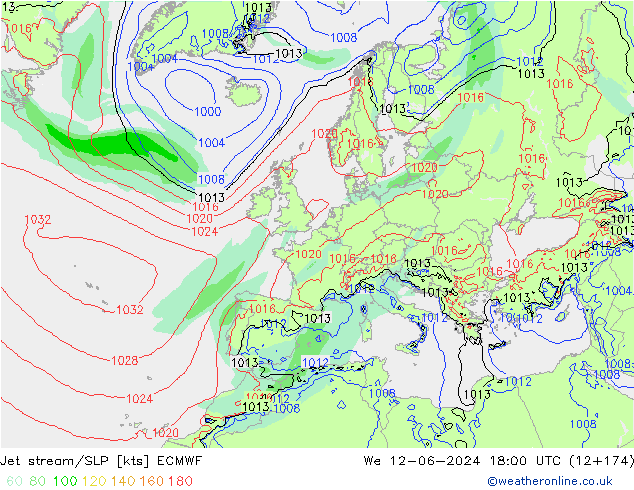 Polarjet/Bodendruck ECMWF Mi 12.06.2024 18 UTC