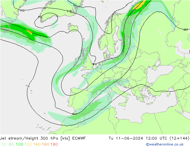 Jet stream ECMWF Ter 11.06.2024 12 UTC