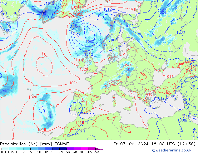 Z500/Rain (+SLP)/Z850 ECMWF Sex 07.06.2024 00 UTC