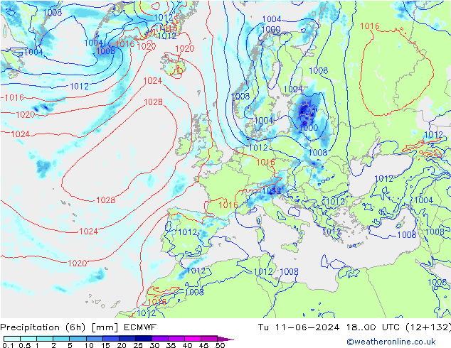 Z500/Rain (+SLP)/Z850 ECMWF Ter 11.06.2024 00 UTC