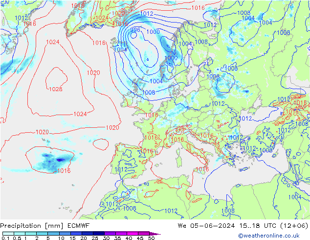 Precipitation ECMWF We 05.06.2024 18 UTC