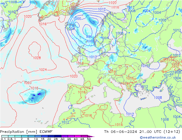 Niederschlag ECMWF Do 06.06.2024 00 UTC