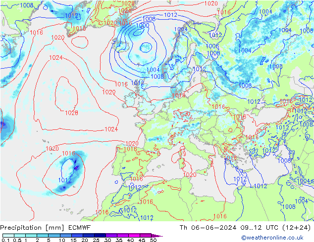 Precipitation ECMWF Th 06.06.2024 12 UTC