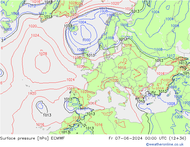 Bodendruck ECMWF Fr 07.06.2024 00 UTC