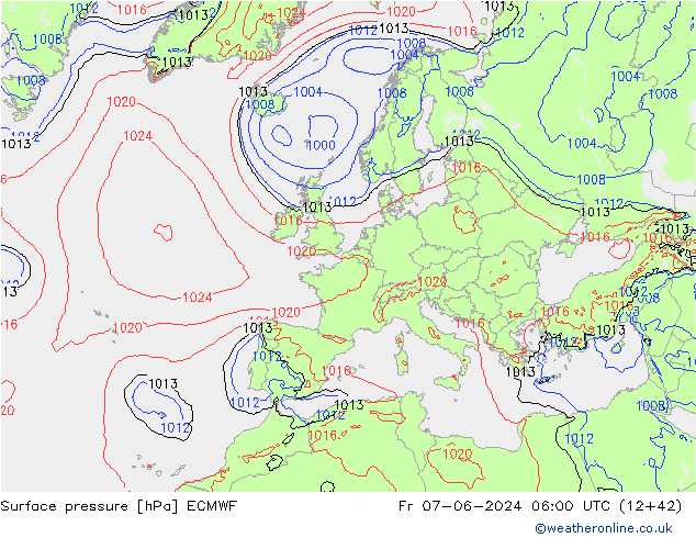 Luchtdruk (Grond) ECMWF vr 07.06.2024 06 UTC