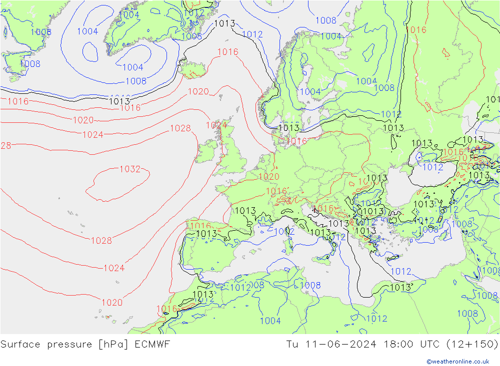 pressão do solo ECMWF Ter 11.06.2024 18 UTC