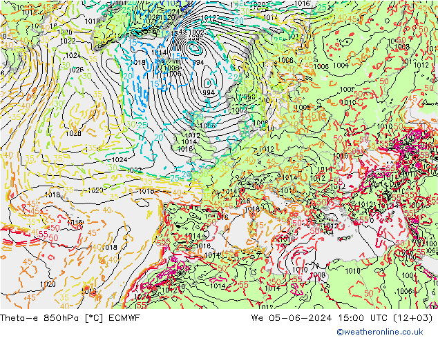 Theta-e 850hPa ECMWF Çar 05.06.2024 15 UTC