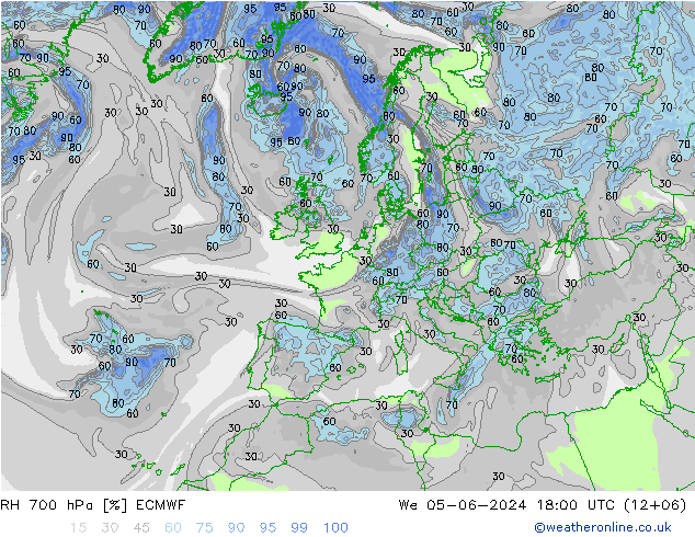 RH 700 hPa ECMWF We 05.06.2024 18 UTC