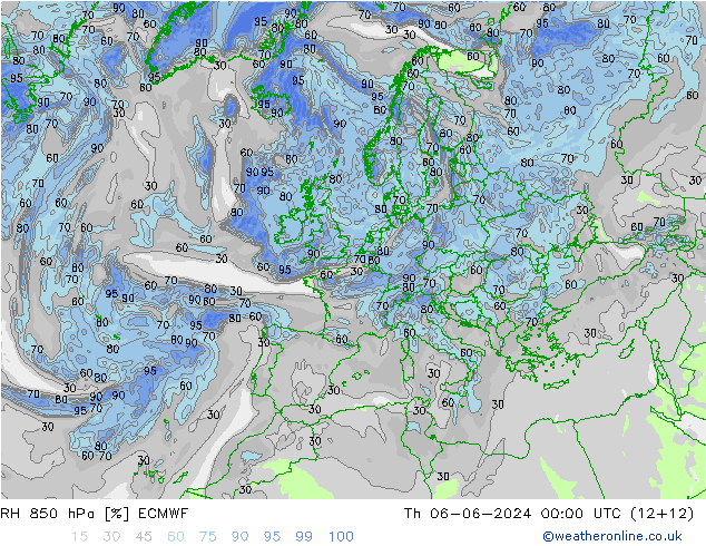 RH 850 hPa ECMWF Do 06.06.2024 00 UTC