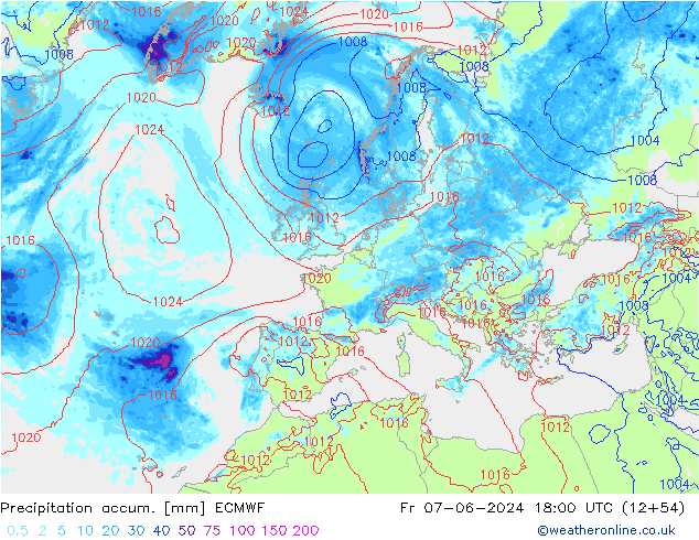 Nied. akkumuliert ECMWF Fr 07.06.2024 18 UTC