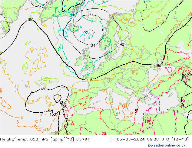 Z500/Rain (+SLP)/Z850 ECMWF Do 06.06.2024 06 UTC