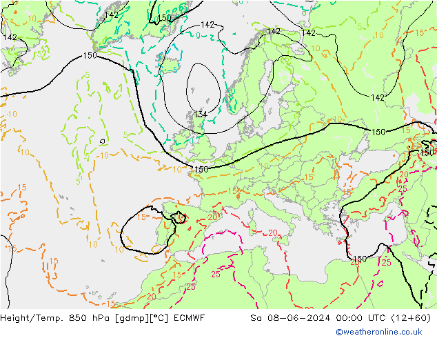 Z500/Rain (+SLP)/Z850 ECMWF sab 08.06.2024 00 UTC