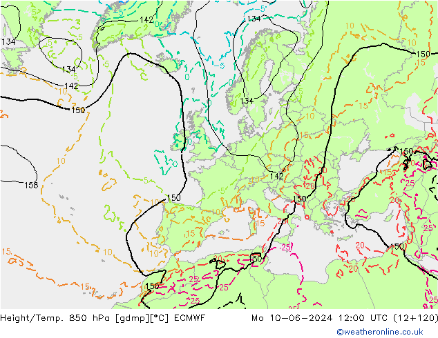 Z500/Rain (+SLP)/Z850 ECMWF Mo 10.06.2024 12 UTC