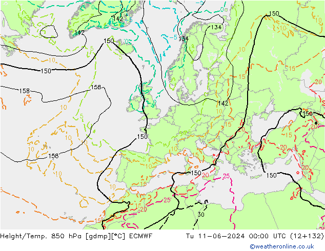 Z500/Rain (+SLP)/Z850 ECMWF Ter 11.06.2024 00 UTC