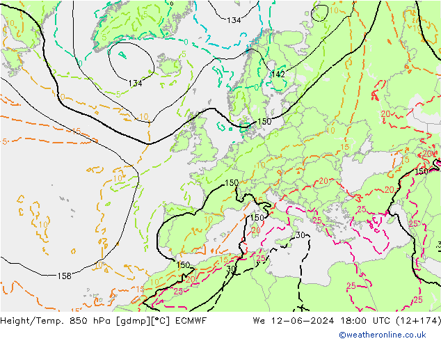 Z500/Rain (+SLP)/Z850 ECMWF mié 12.06.2024 18 UTC