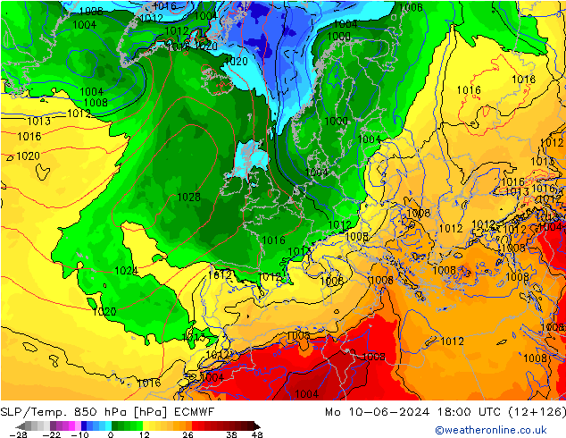 850 hPa Yer Bas./Sıc ECMWF Pzt 10.06.2024 18 UTC