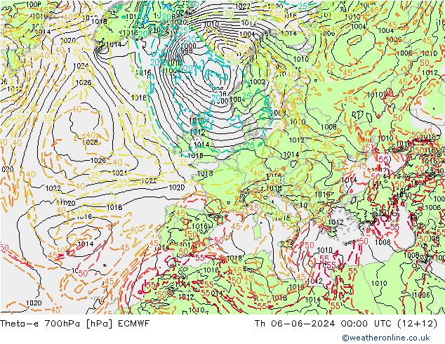 Theta-e 700hPa ECMWF Do 06.06.2024 00 UTC