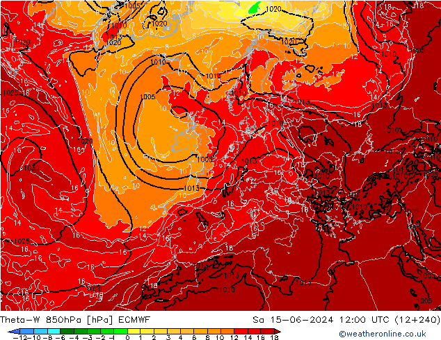 Theta-W 850hPa ECMWF Sa 15.06.2024 12 UTC