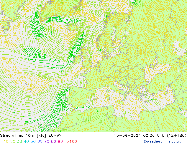 Rüzgar 10m ECMWF Per 13.06.2024 00 UTC