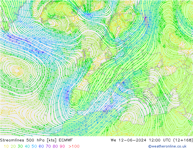 ветер 500 гПа ECMWF ср 12.06.2024 12 UTC