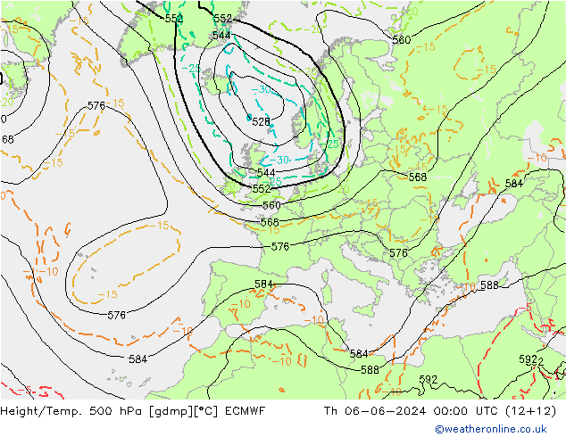 Height/Temp. 500 hPa ECMWF 星期四 06.06.2024 00 UTC