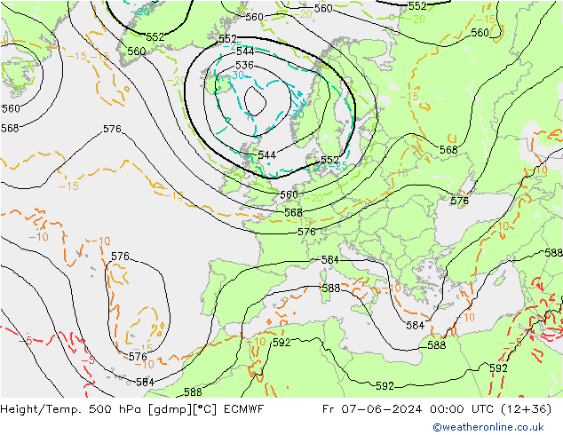 Z500/Rain (+SLP)/Z850 ECMWF Sex 07.06.2024 00 UTC