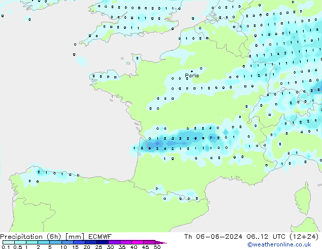 Z500/Rain (+SLP)/Z850 ECMWF чт 06.06.2024 12 UTC