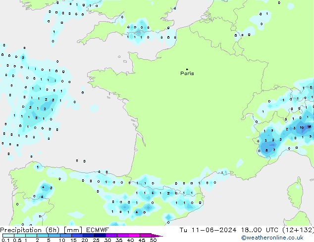 opad (6h) ECMWF wto. 11.06.2024 00 UTC