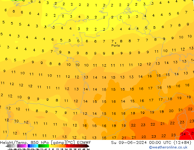 Z500/Rain (+SLP)/Z850 ECMWF dom 09.06.2024 00 UTC