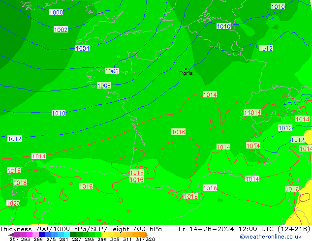 Thck 700-1000 hPa ECMWF  14.06.2024 12 UTC