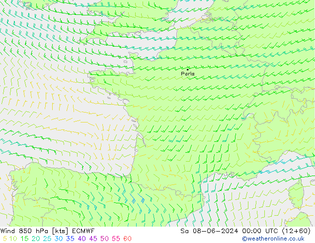 Wind 850 hPa ECMWF Sa 08.06.2024 00 UTC
