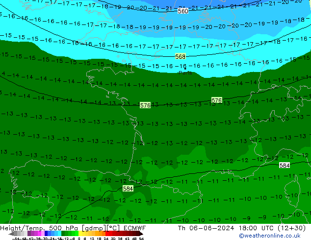 Z500/Rain (+SLP)/Z850 ECMWF jeu 06.06.2024 18 UTC