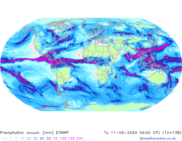 Precipitation accum. ECMWF Tu 11.06.2024 06 UTC