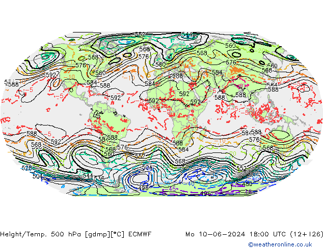 Z500/Rain (+SLP)/Z850 ECMWF ��� 10.06.2024 18 UTC