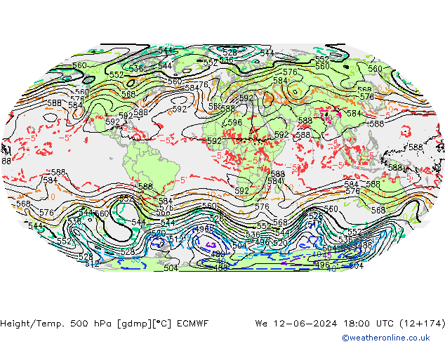 Z500/Rain (+SLP)/Z850 ECMWF mer 12.06.2024 18 UTC