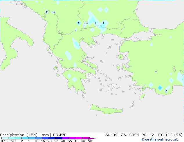 Precipitación (12h) ECMWF dom 09.06.2024 12 UTC