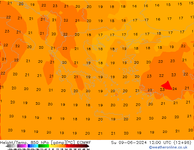 Z500/Rain (+SLP)/Z850 ECMWF dom 09.06.2024 12 UTC