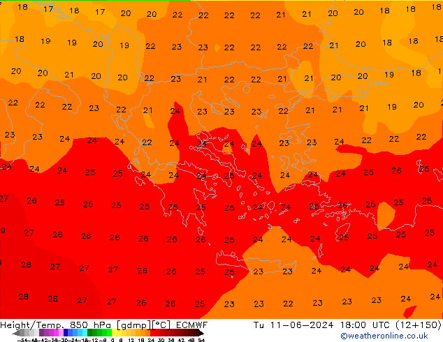 Z500/Yağmur (+YB)/Z850 ECMWF Sa 11.06.2024 18 UTC