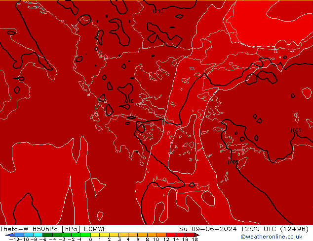 Theta-W 850hPa ECMWF Dom 09.06.2024 12 UTC