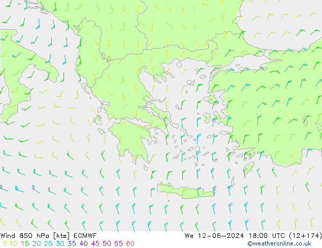 Wind 850 hPa ECMWF We 12.06.2024 18 UTC