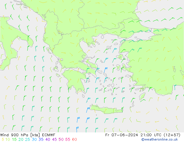 Wind 900 hPa ECMWF Fr 07.06.2024 21 UTC