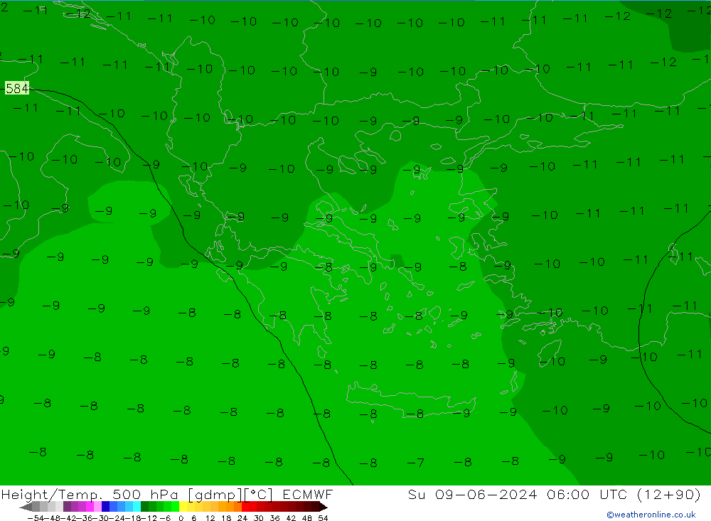 Height/Temp. 500 hPa ECMWF Ne 09.06.2024 06 UTC