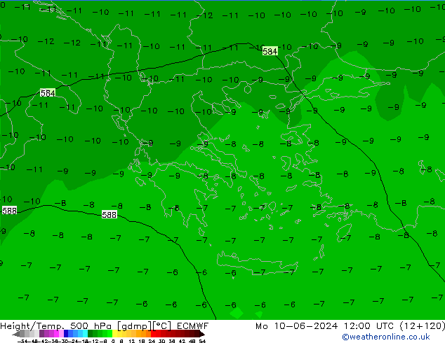 Height/Temp. 500 hPa ECMWF Mo 10.06.2024 12 UTC