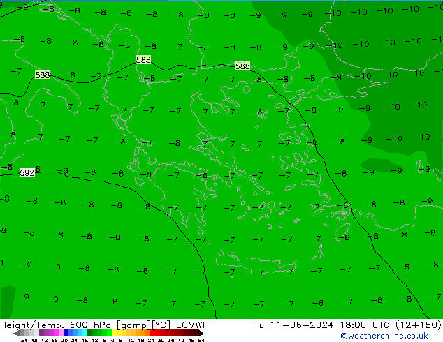 Z500/Yağmur (+YB)/Z850 ECMWF Sa 11.06.2024 18 UTC