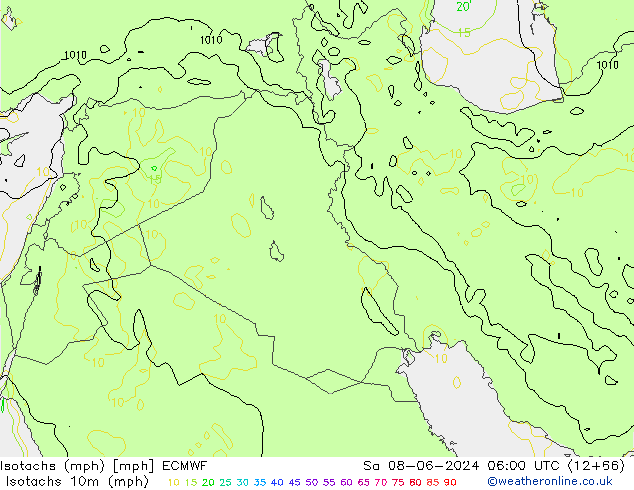 Eşrüzgar Hızları mph ECMWF Cts 08.06.2024 06 UTC