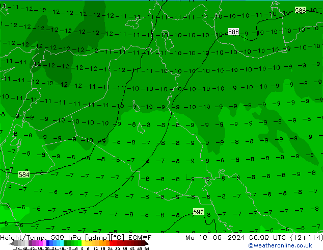 Z500/Rain (+SLP)/Z850 ECMWF Mo 10.06.2024 06 UTC